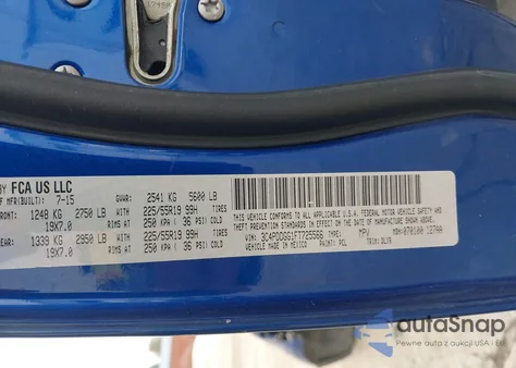 2015 Dodge Journey Crossroad z USA, uszkodzony, nr VIN 3C4PDDGG1FT725566